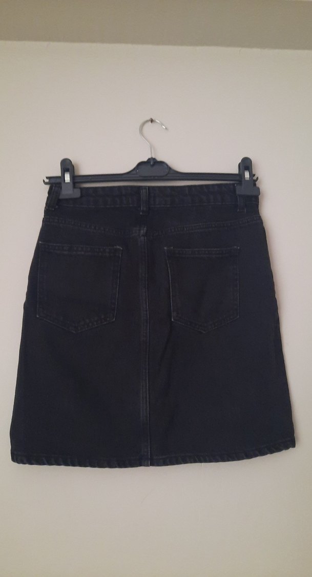 Siyah Loose Fit Midi Denim Etek - Görsel 4