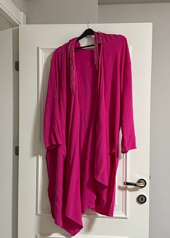 Püsküllü Pembe Kadın Bohem kimono - Görsel 5