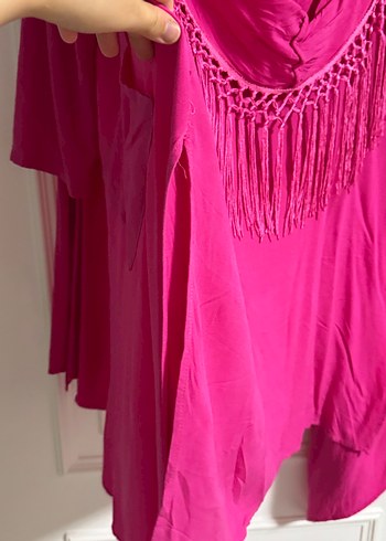 Püsküllü Pembe Kadın Bohem kimono - Görsel 4