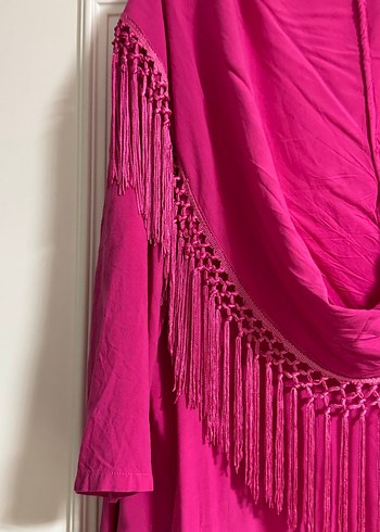 Püsküllü Pembe Kadın Bohem kimono - Görsel 2