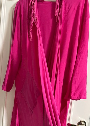 Püsküllü Pembe Kadın Bohem kimono - Görsel 6