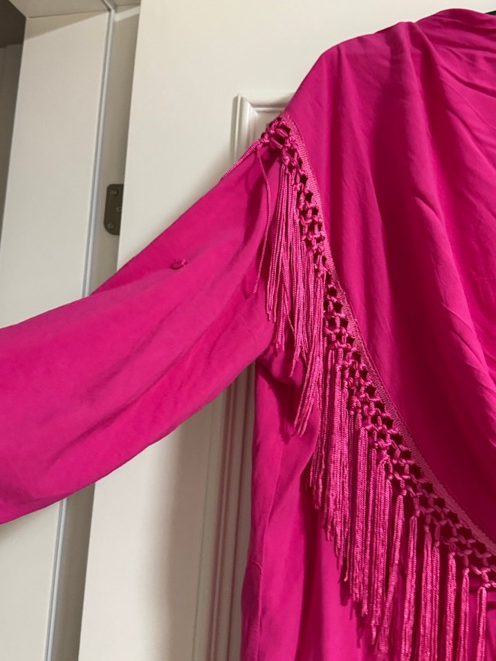 Püsküllü Pembe Kadın Bohem kimono - Görsel 3