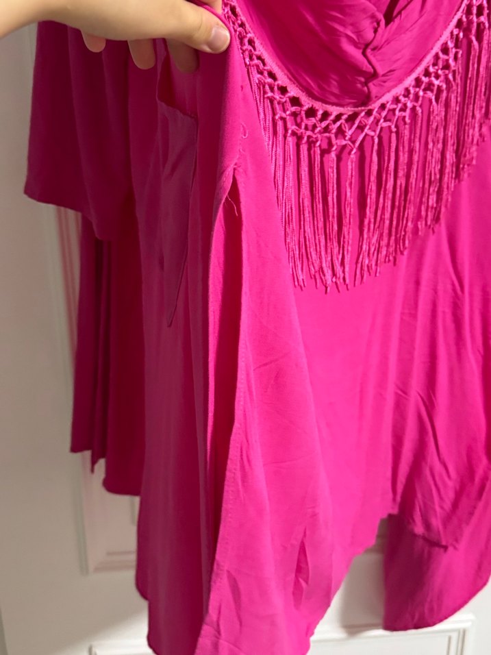 Püsküllü Pembe Kadın Bohem kimono - Görsel 4