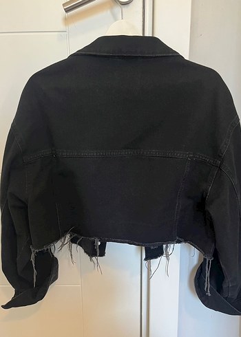 m Beden Siyah Kadın Oversize Kot Ceket