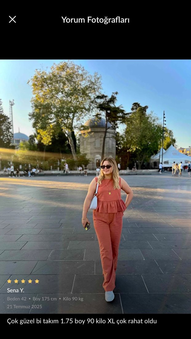 Kadın Turuncu Keten Volanlı Kolsuz ikili takım - Görsel 4