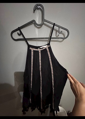 Püsküllü Nakışlı Siyah Bohem plaj elbisesi - Görsel 5