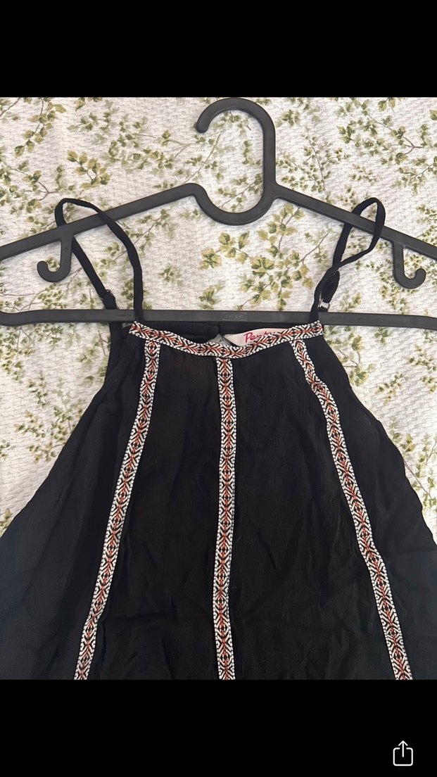 Püsküllü Nakışlı Siyah Bohem plaj elbisesi - Görsel 3