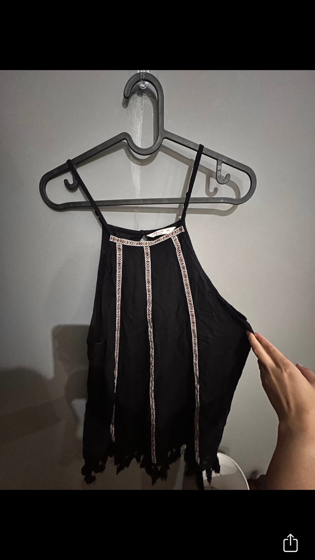 Püsküllü Nakışlı Siyah Bohem plaj elbisesi - Görsel 5