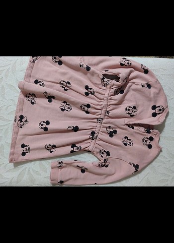 Pembe Uzun Kollu Kız Elbisesi Minnie Baskılı - Görsel 2