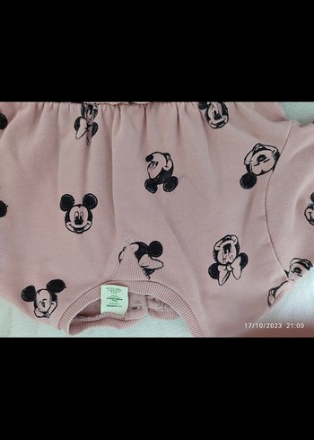 Pembe Uzun Kollu Kız Elbisesi Minnie Baskılı - Görsel 3