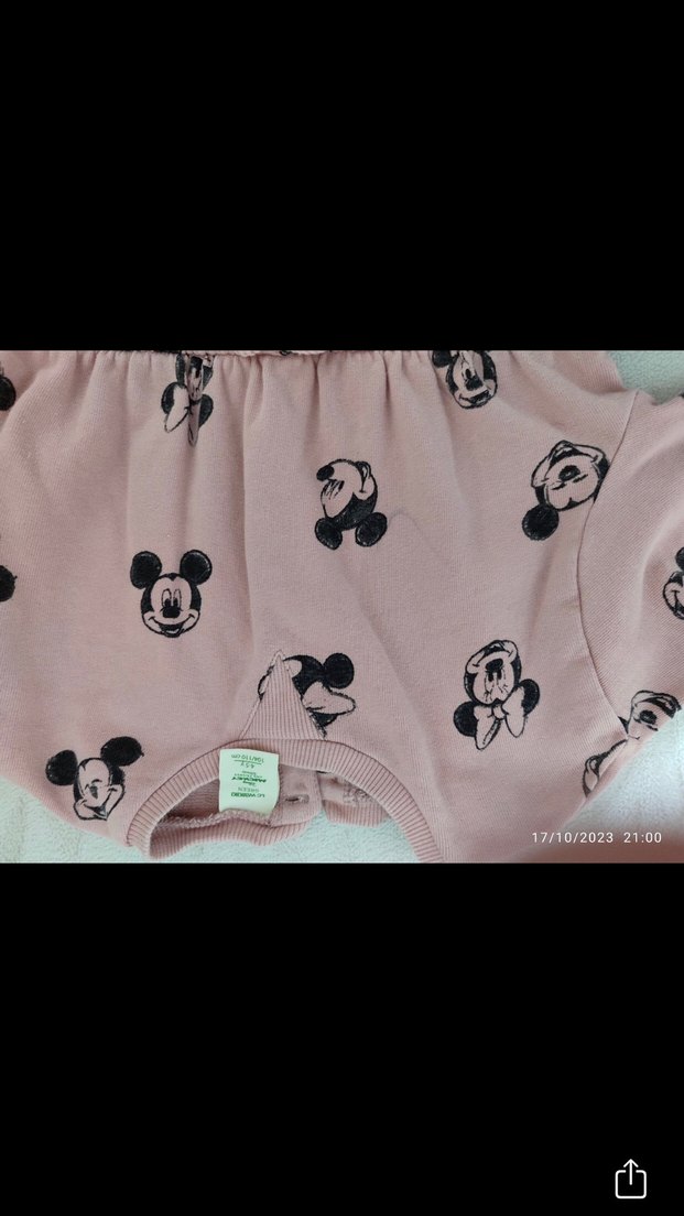 Pembe Uzun Kollu Kız Elbisesi Minnie Baskılı - Görsel 3