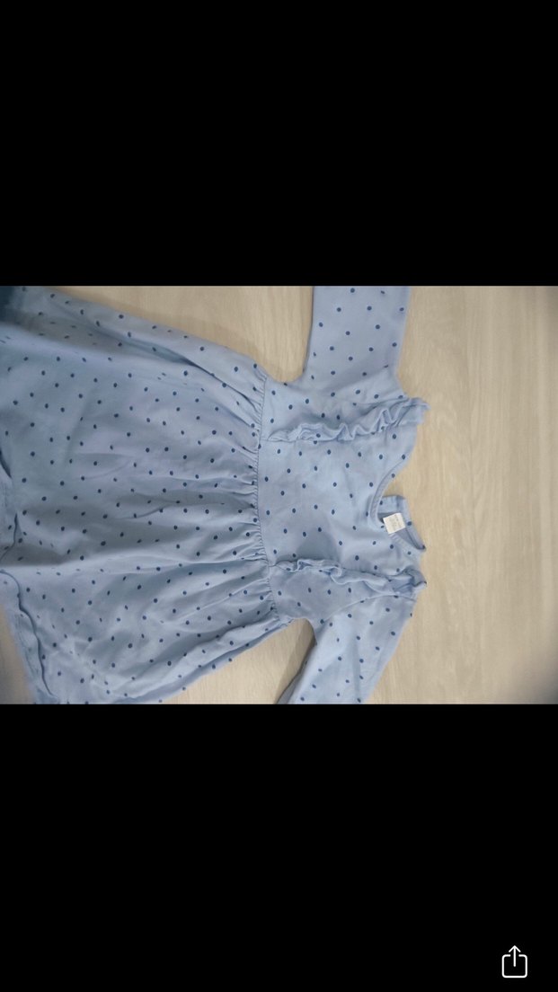 Mavi Puantiyeli Kız Elbisesi - Görsel 4