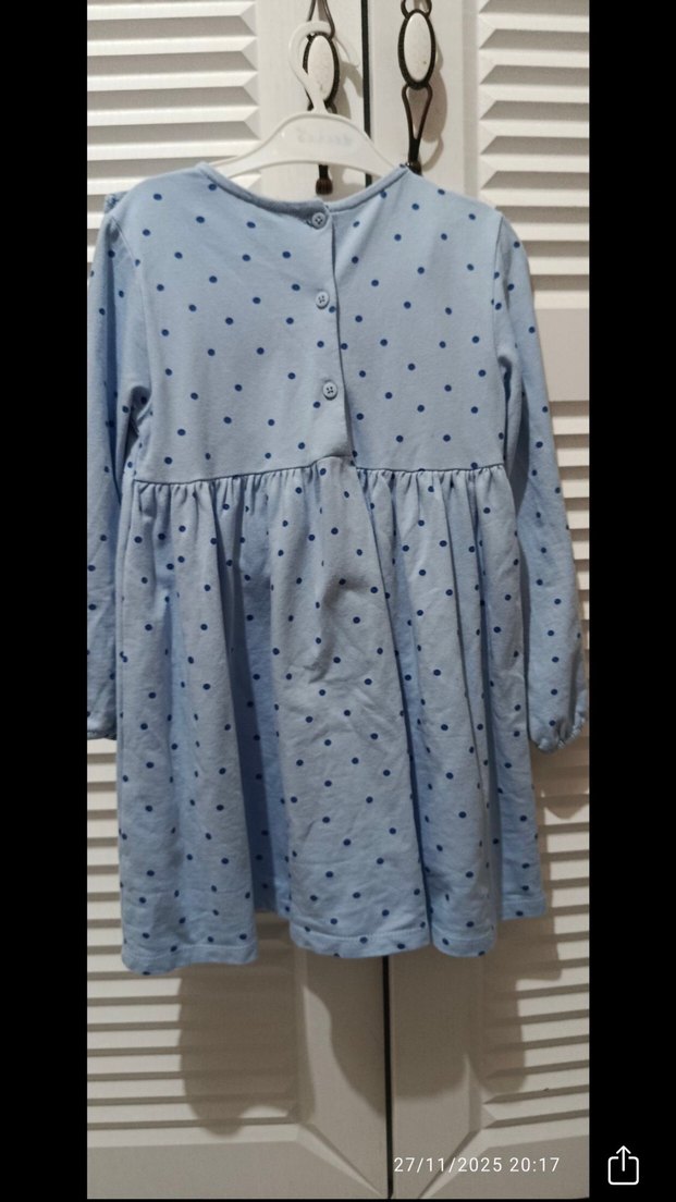 Mavi Puantiyeli Kız Elbisesi - Görsel 2