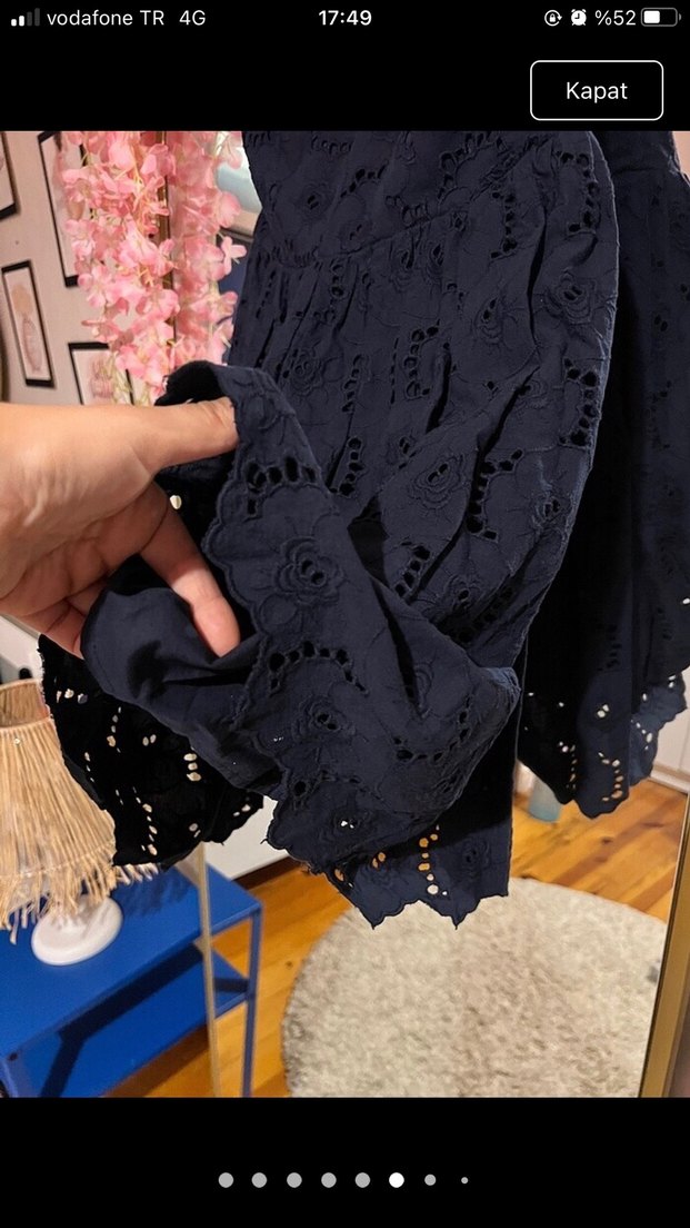 Dantel İşlemeli Lacivert Straplez Midi Elbise - Görsel 4