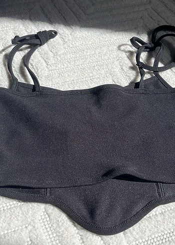 xs Beden Siyah Örme Strappy Bustier