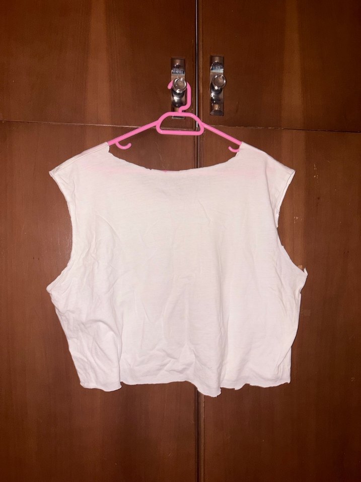 Pembe Baskılı Pamuk Crop Top - Görsel 3