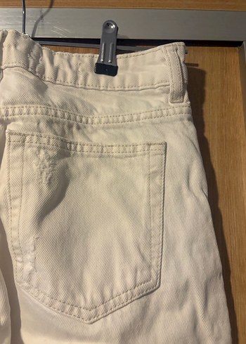 Düğmeli Beyaz Kadın jeans - Görsel 3