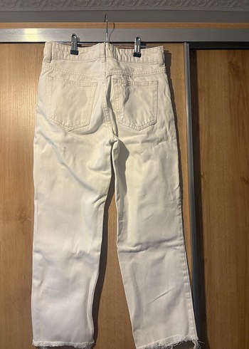 Düğmeli Beyaz Kadın jeans - Görsel 4