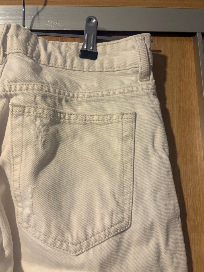 Düğmeli Beyaz Kadın jeans - Görsel 3