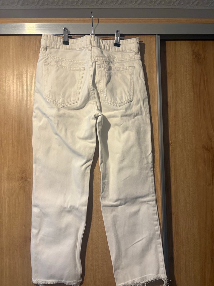 Düğmeli Beyaz Kadın jeans - Görsel 4