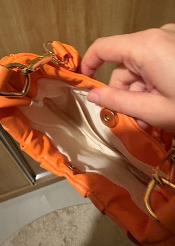 Turuncu Deri Kadın El Çantası - Görsel 2