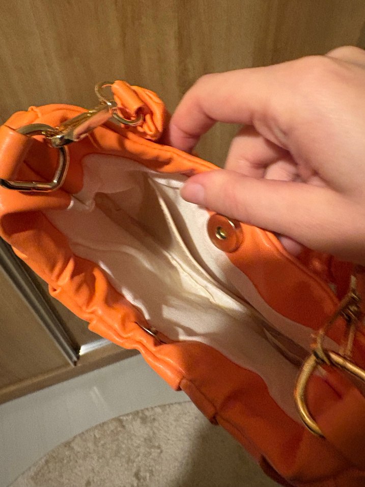 Turuncu Deri Kadın El Çantası - Görsel 2