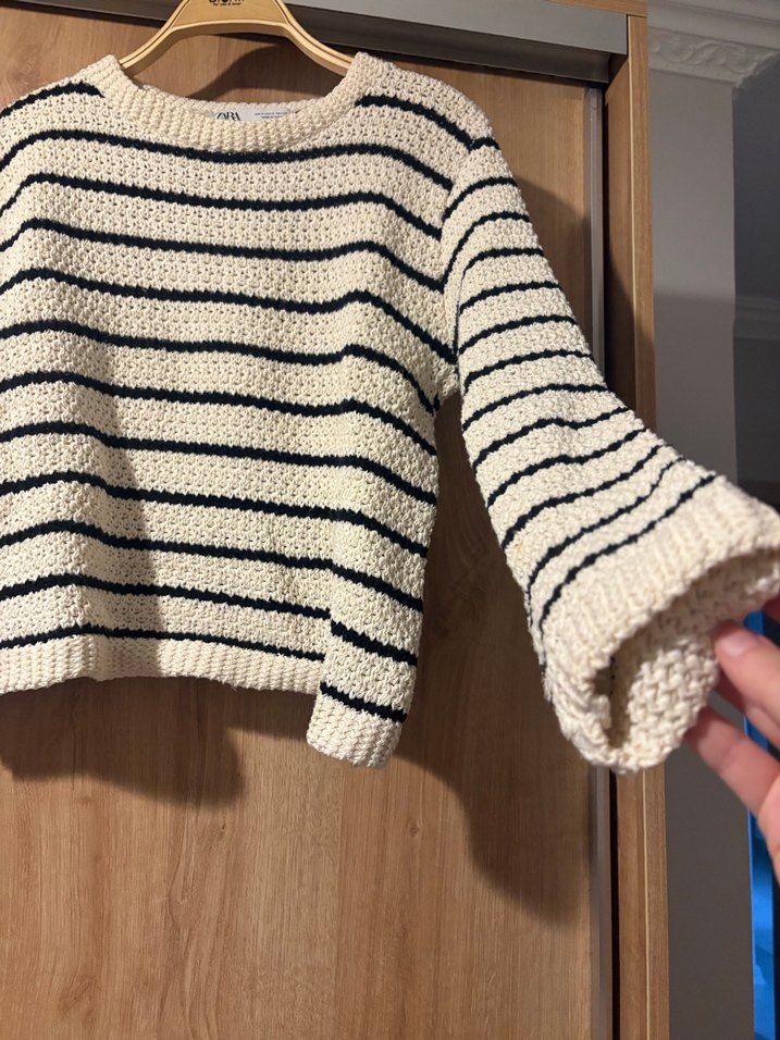 Çizgili Örgü Kadın Kazak - Görsel 2