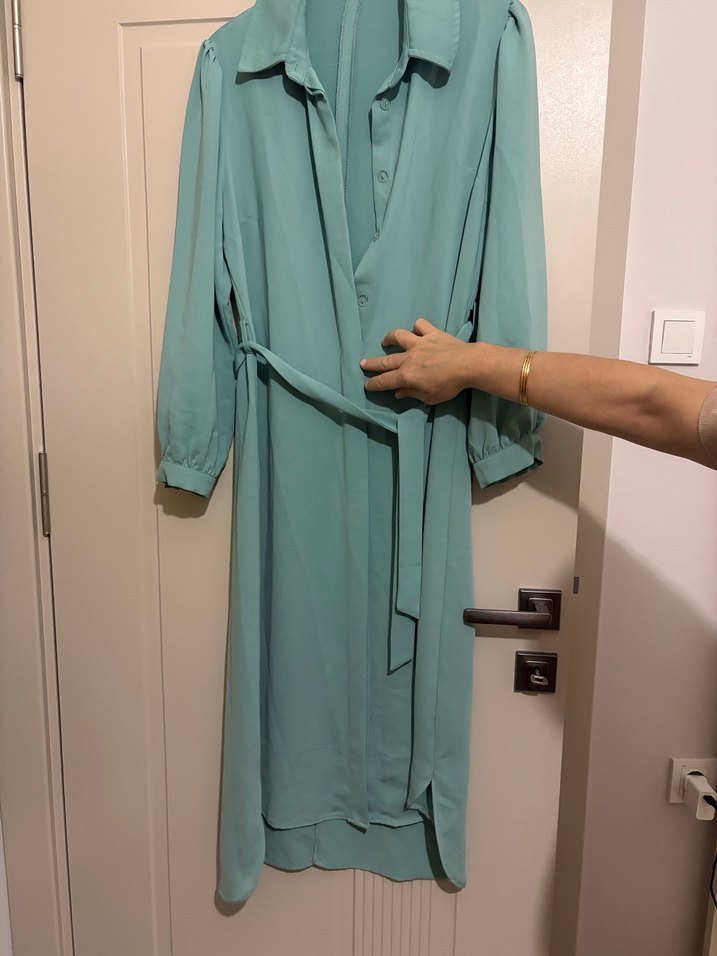 Uzun Turkuaz Kadın tunik - Görsel 2