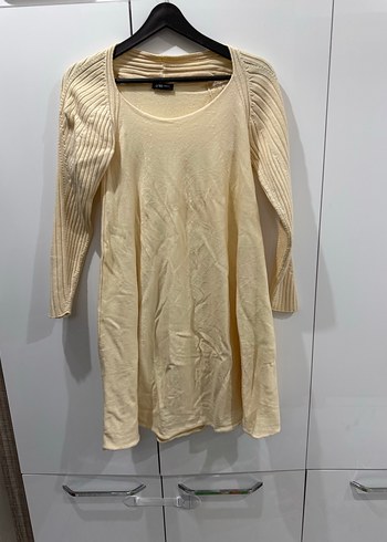 Bej Uzun Kollu Keten Midi Kadın Kazak - Görsel 7