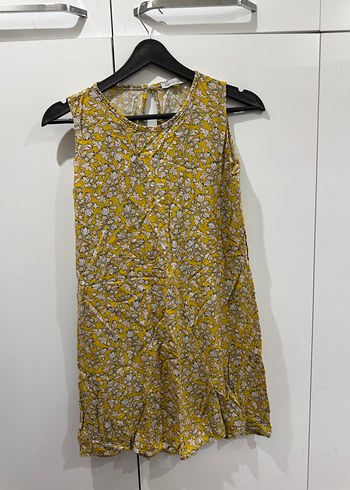 Sarı V Yaka Kolsuz mini Elbise - Görsel 4