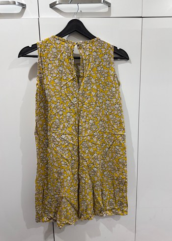 Sarı V Yaka Kolsuz mini Elbise - Görsel 2