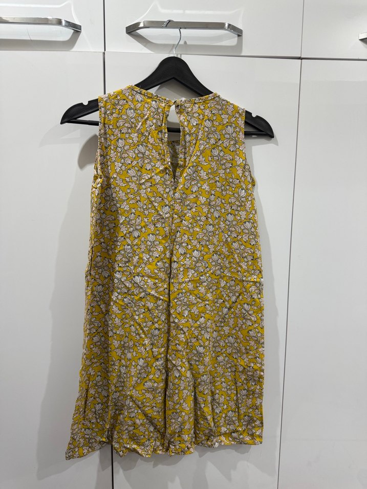 Sarı V Yaka Kolsuz mini Elbise - Görsel 5