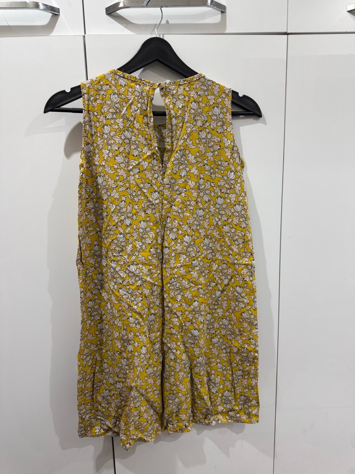 Sarı V Yaka Kolsuz mini Elbise - Görsel 2