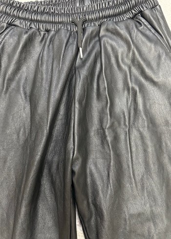 Kadın Siyah Deri Salaş Pantolon - Görsel 3