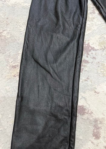 Kadın Siyah Deri Salaş Pantolon - Görsel 4