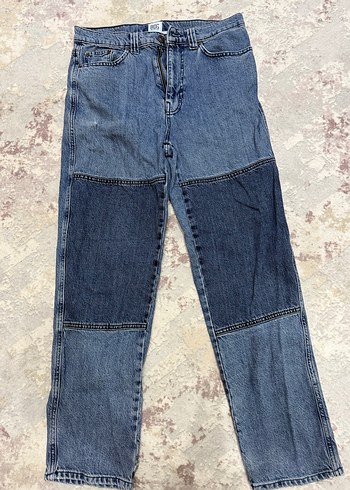 BDG Mavi Bağlama Desenli Salaş Midi Kot Pantolon - Görsel 3