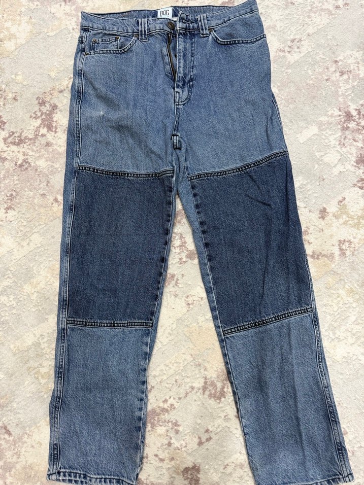 BDG Mavi Bağlama Desenli Salaş Midi Kot Pantolon - Görsel 2