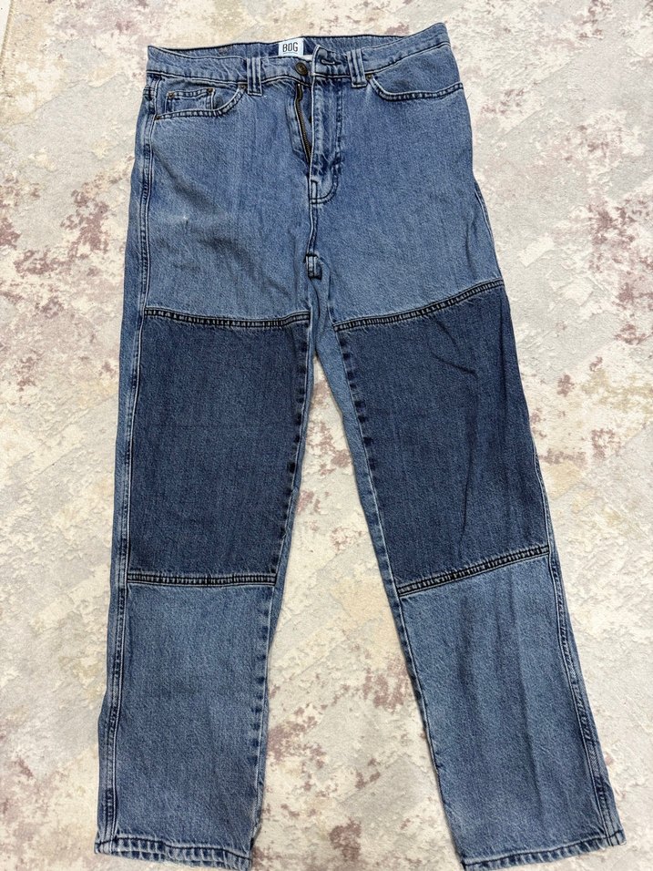 BDG Mavi Bağlama Desenli Salaş Midi Kot Pantolon - Görsel 3