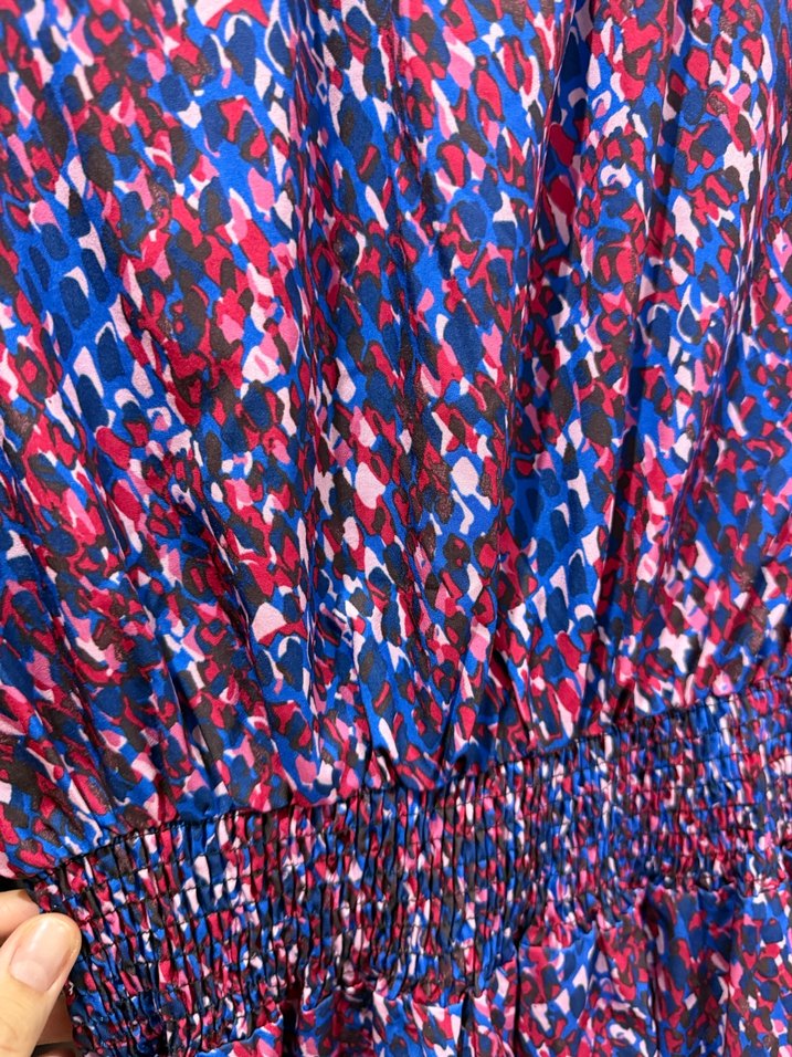 Renkli Bağlama Desenli Uzun Kollu Elbise - Görsel 5