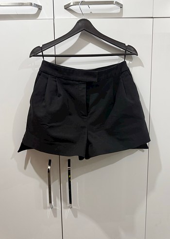 Siyah Kemerli Yüksek Bel Mini Şort - Görsel 12