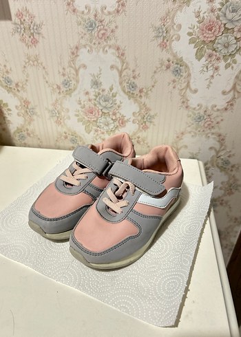 Kız Çocuk Pembe Gri Cırt Cırtlı Spor Ayakkabı - Görsel 2