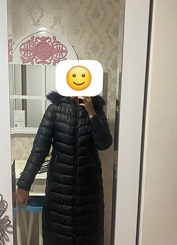 Diğer Siyah Uzun Şişme Mont Kas Tüylü