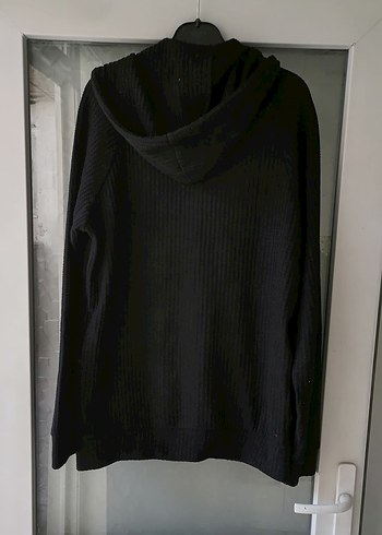 Siyah Kapüşonlu Fermuarlı erkek Ceket - Görsel 2