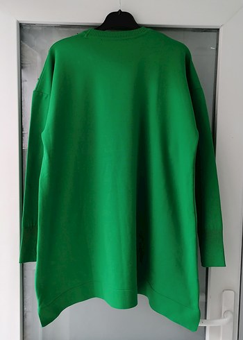 Boncuk Detaylı Uzun Yeşil Kadın Triko - Görsel 2