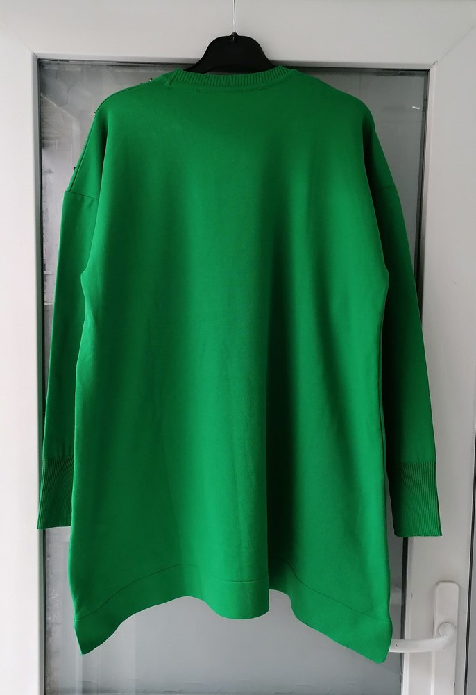 Boncuk Detaylı Uzun Yeşil Kadın Triko - Görsel 2