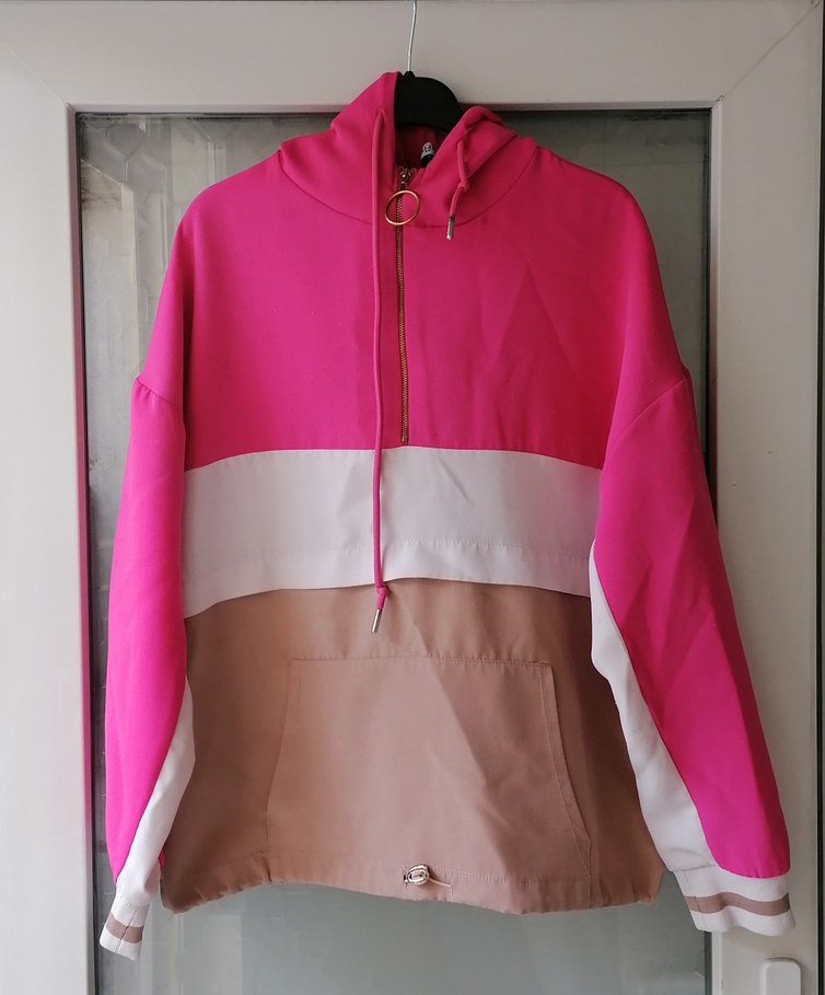 Kadın Pembe Kapüşonlu Fermuarlı Sweatshirt - Görsel 2