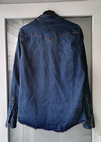 Kadın Lacivert Düğmeli Denim Ceket - Görsel 2