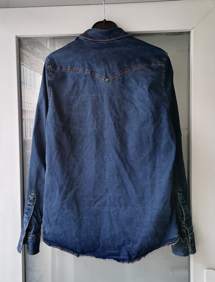 Kadın Lacivert Düğmeli Denim Ceket - Görsel 2