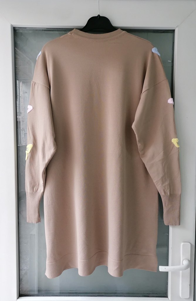 Nakışlı Kelebek Detaylı Bej Triko Tunik - Görsel 3