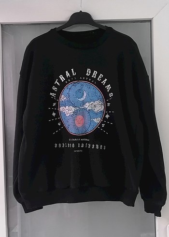 Siyah Baskılı Oversize Sweatshirt - Görsel 2